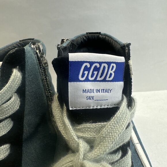 Golden Goose NWB Suede/leather Slide hightop Classic sneakers black/blue size 42 - Picture 6 of 16